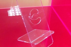 We Do Pro Displays - Clear Acrylic Cellphone Stand - laser engraved branding